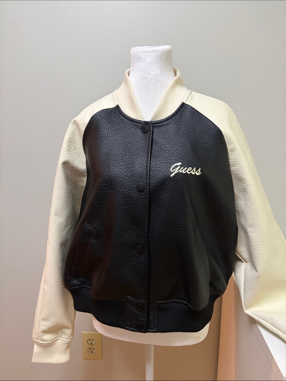 Guess GS Azira PU Bomber Jacket, a women’s varsity-style Size Large